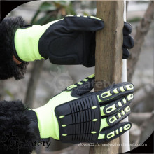 SRSAFETY gants de travail gants anti-impact / Nylon tricoté de calibre 13 + UHMWPE + nitrile revêtue de fibre de verre sur palme, finition sablonneuse